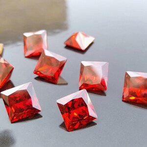 Cubic Zirconia | AAA Quality Cubic Zirconia Square Shape | Red Garnet Color CZ Loose Stones Brilliant Quality |For Jewelry Making (2mm-10mm)