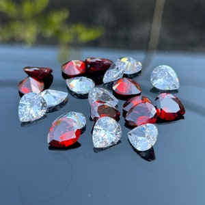 White and Red Pear Cubic Zirconia AAA Quality Cubic Zirconia Pear Shape White and Red CZ Loose Stones For Jewelry Making (2x4mm-10x12mm)