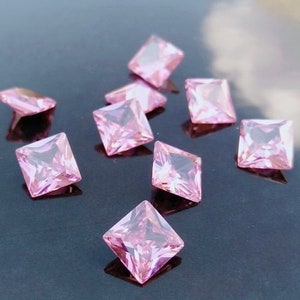 Cubic Zirconia | AAA Quality Cubic Zirconia Square Shape | Pink Color CZ Loose Stones Brilliant Quality | For Jewelry Making |(2mm-10mm)