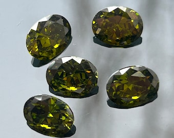 Cubic Zirconia AAA Quality Cubic Zirconia Oval Shape Olive Green Color CZ Loose Stones Brilliant Quality (2x4mm-15x20mm ) For Jewelry Making
