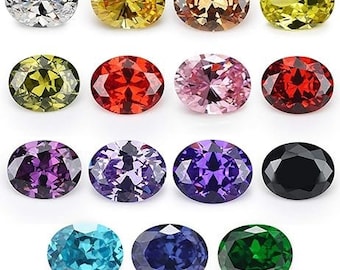 AAA Cubic Zirconia: 9 Multi-Color Oval CZ Loose Stones, 10x14mm (9 pcs)