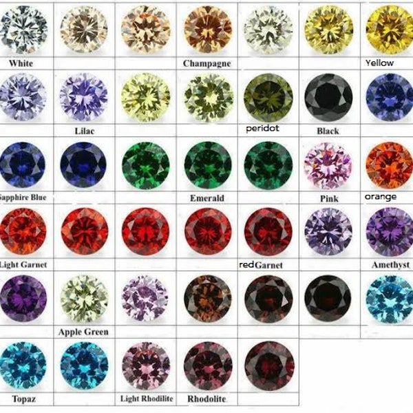 Cubic Zirconia AAAAA Quality Cubic Zirconia Round Shape | 10 Colors CZ Loose Stones Brilliant Quality | For Jewelry Making | (0.5 mm-15 mm)