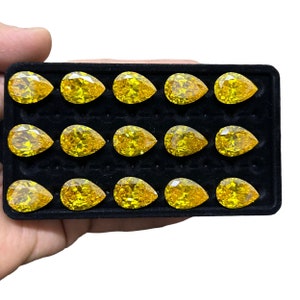 Yellow Color Pear Shape Cubic Zirconia Box AAAA Quality Cubic Zirconia Pear Shape Yellow CZ Loose Stones Brilliant Quality (13x18mm) 15 Pcs