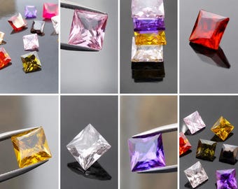 Cubic Zirconia | AAA Quality Cubic Zirconia Square Shape | 10 Colors CZ Loose Stones Brilliant Quality | For Jewelry Making | (2 mm-10 mm)