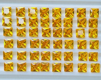 Circonita cúbica cuadrada de calidad AAA, forma cuadrada, color amarillo, piedras sueltas de circonita cúbica, calidad brillante, para joyería (2 mm-10 mm)