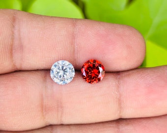 Red and White Cubic Zirconia AAA Quality Cubic Zirconia Round Shape Red and White Color CZ Loose Stones Brilliant Quality 0.5mm-15 mm