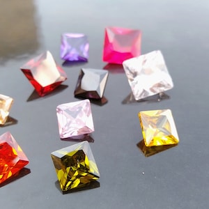 Cubic Zirconia | AAA Quality Cubic Zirconia Square Shape | 10 Colors CZ Loose Stones Brilliant Quality | For Jewelry Making | (2 mm-10 mm)