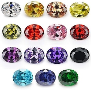 Zircone cubique de qualité AAA 1 pièce par couleur au total 10 pièces 10 couleurs CZ forme ovale CZ pierres en vrac (3 x 5 mm-15 x 20 mm) Zircone pour la fabrication de bijoux.
