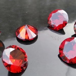 Cubic Zirconia | AAA Quality Cubic Zirconia Round Shape | Red Garnet Color CZ Loose Stones Brilliant Quality | (0.5mm-15 mm)