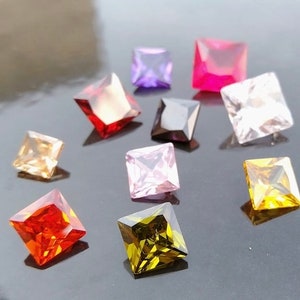 Cubic Zirconia | AAA Quality Cubic Zirconia Square Shape | 10 Colors CZ Loose Stones Brilliant Quality | For Jewelry Making | (2 mm-10 mm)