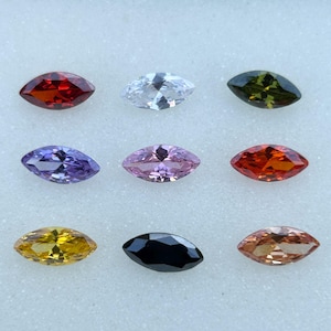 Marquise Shape Cubic Zirconia 1 Pcs Per Color Total 10 Pcs Size 4x8mm ~ 6x12mm  Multi 10 Color Loose Cubic Zirconia Stone