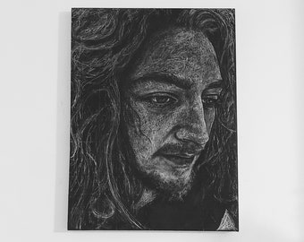 Custom Charcoal Portrait on Linen Canvas