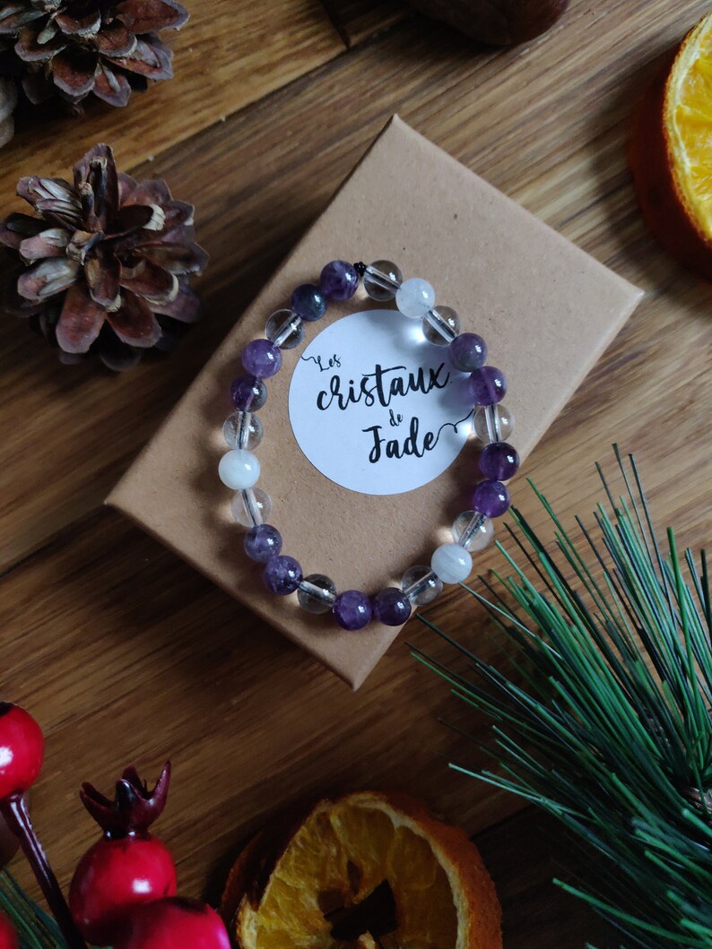 Moonstone Amethyst bracelet Rock Crystal