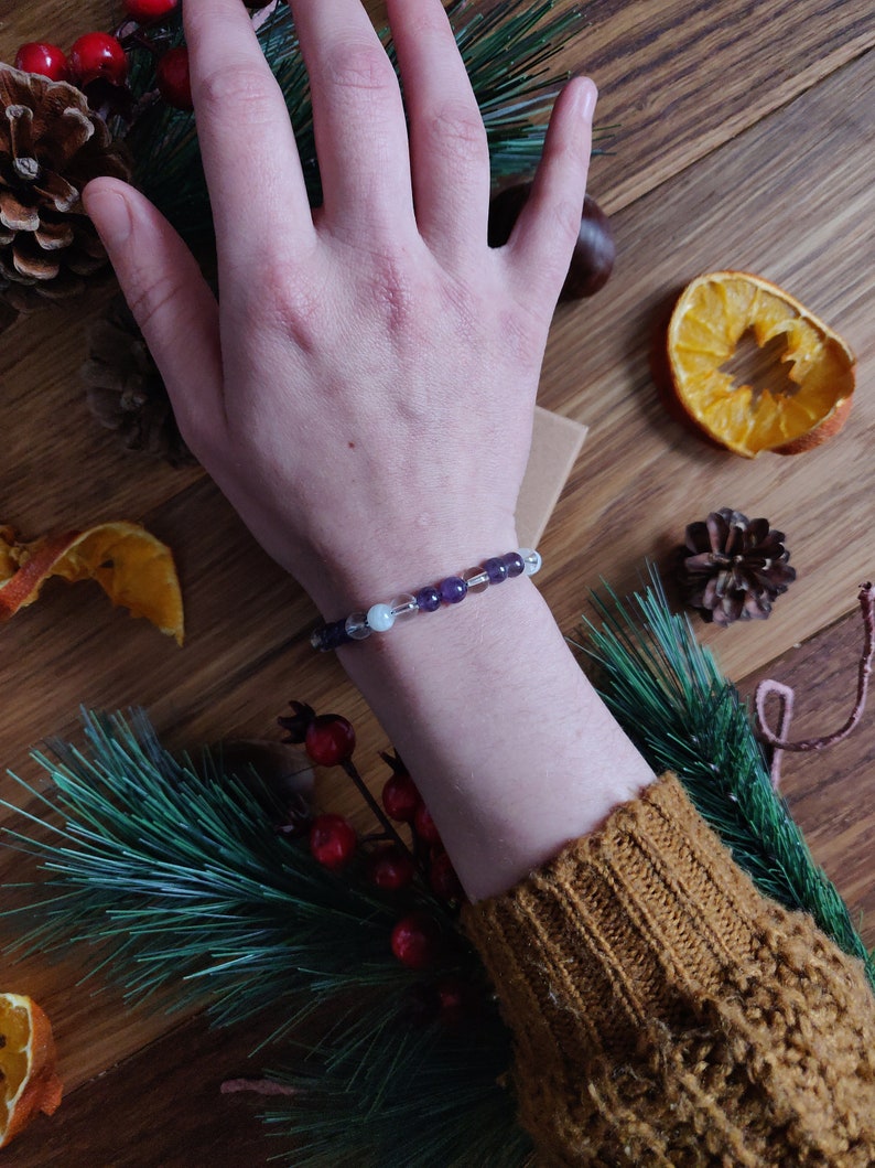 Moonstone Amethyst bracelet Rock Crystal
