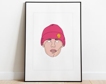 Justin Bieber - Wall Art, Print, Poster, A4, A3, A2, A1 (Frame not included)