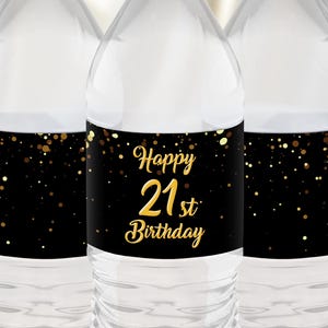 Custom Birthday Water Bottle Labels, 21st Birthday Water Bottle Labels, B-Day Stickers for Party Favors, Adult Birthday Party Labels