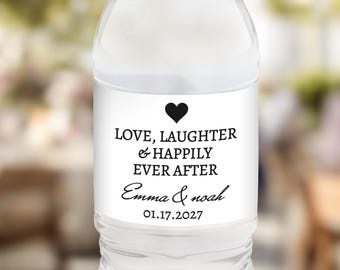Bridal Shower Water Bottle Labels, Personalized Heart Engagement Party Favors, Wedding Shower Decorations, B002