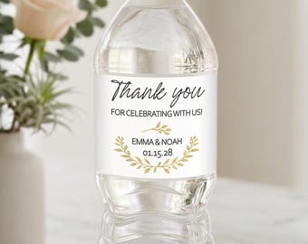 Personalized  Wedding Water Bottle Labels, Thank You Favor Labels for Wedding Guests, Custom Printed Wedding Stickers
