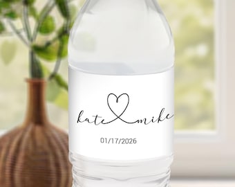 Personalized Wedding Waterproof Water Bottle Labels, Custom Wedding Labels for Bottled Water, Wedding Reception Labels, Thank You Favors
