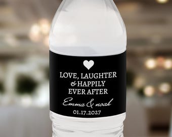 Happily Ever After Water Bottle Labels, Personalized Rehearsal Dinner Favors, Destination Wedding Water Bottle Stickers, B002