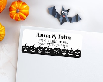 Pumpkin Address Labels, Halloween Return Address Label, Jack-O-Lantern Address Stickers, Halloween Party Invitation