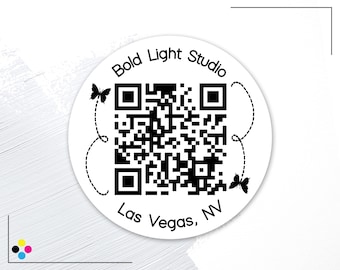 Butterfly QR Code Sticker, Round QR Code Label, Printed QR Decal, Packaging Labels, Website and Link Stickers