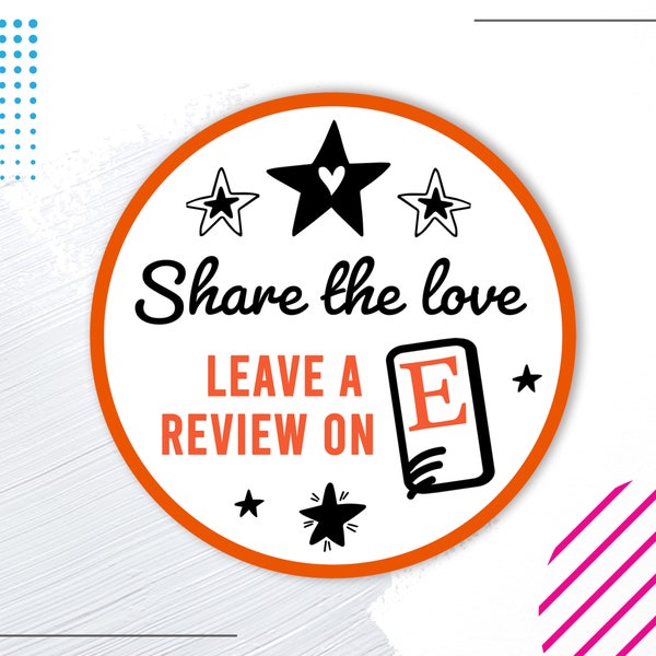 Review Sticker for Small Business, Social Media Stickers, Etsy Shop Small Labels, Business Stickers, Packaging Stickers, Etsy Stickers