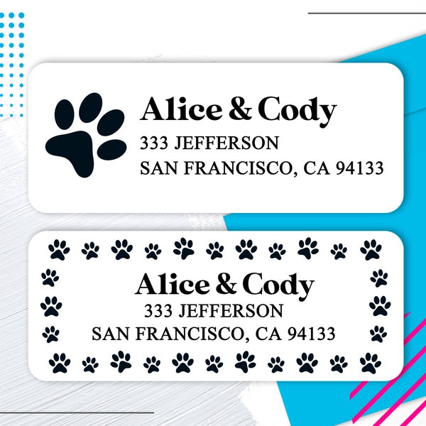 Paw Print Return Address Label Custom Address Label Stickers Animal Lover Home Address Label Personalized Mailing Labels