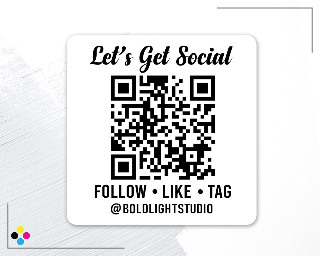 Qr Code Follow Label Social Media Custom QR Code Labels, Let's Get Social Stickers, Follow ...