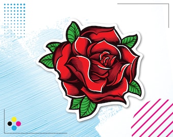 10-Piece Red Roses Glitter Floral 3-D Stickers 
