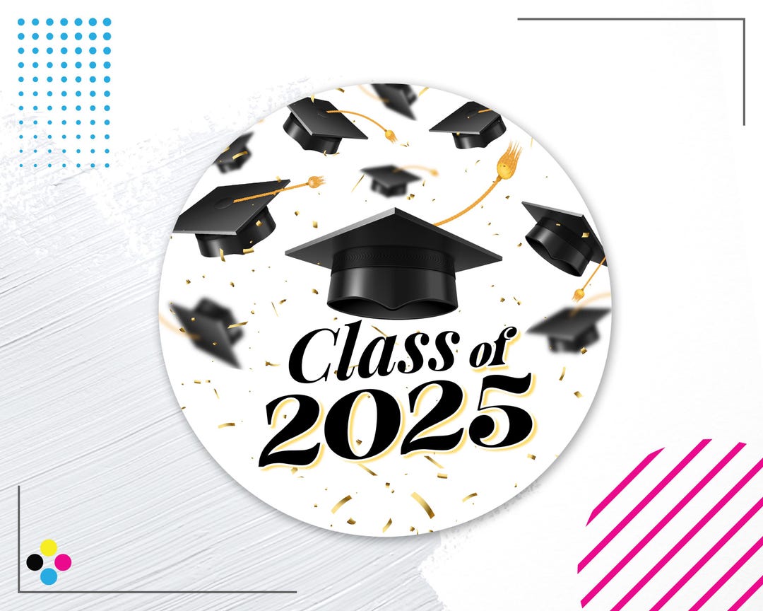 Class of 2025 Graduation Stickers, Grad Party Circle Favor Labels ...