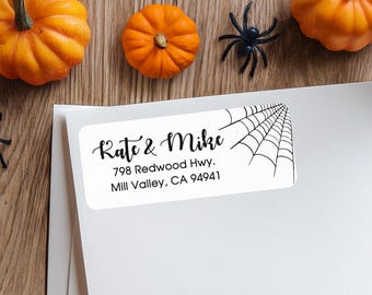 Personalized Halloween Address Label, Spiderweb Return Address Labels, Halloween Invitation Mailing Stickers