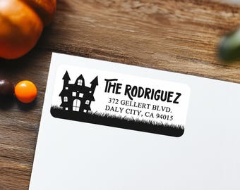 Haunted House Address Labels, Gothic Halloween Return Address Label, Spooky Envelope Label, Halloween Party