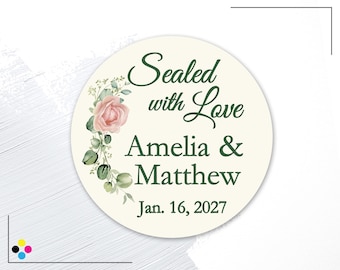 Sealed with Love Custom Wedding Labels, Personalized Favor Label Gift Tags, Bridal Shower Favor Stickers