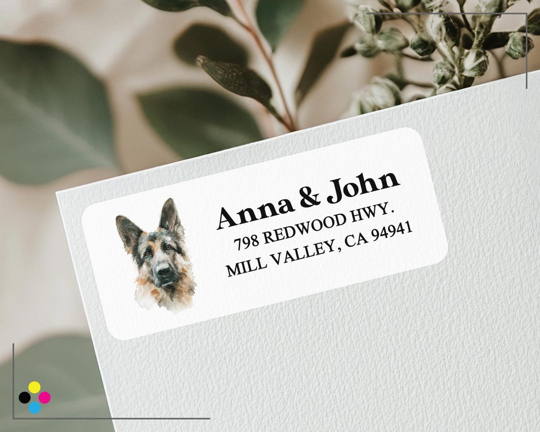 Custom German Shepherd Address Labels, Dog Return Address Label, Home ...