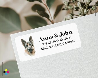 Custom German Shepherd Address Labels, Dog Return Address Label, Home Mailing Sticker for Animal Lover, B001