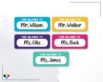 Personalized Teacher Name Labels - Custom This Belongs To Classroom Stickers - Teacher Appreciation Gift - Colorful School Property Decals