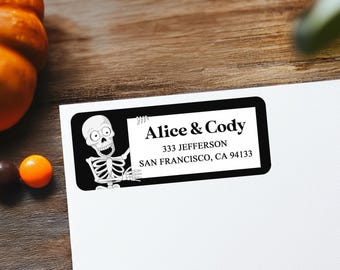 Halloween Return Address Labels, Skeleton Address Label, Halloween Sticker, Return Address Labels, Halloween Party, Custom Address Labels