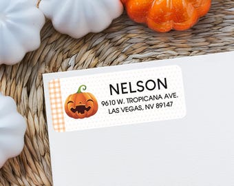 Pumpkin Address Label, Halloween Return Address Labels, Jack-o-Lantern Mailing Sticker, Halloween Envelope Stickers