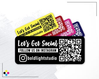 Social Media QR Code Labels, Custom Instagram QR Code Label for Business, Let's Get Social