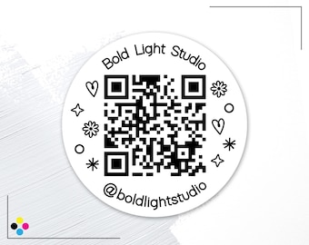 Personalized QR Code Doodle Labels, Small Business Stickers, Custom QR Code Website Link