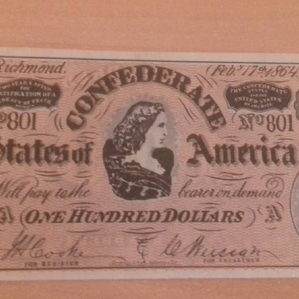 NOTE003  Replica Confederate Currency notes