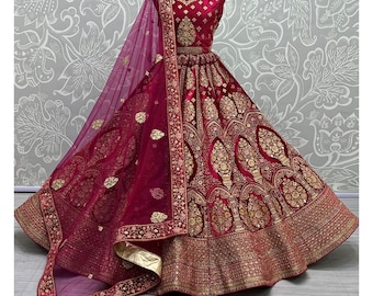 Designer Bridal Lehnega Choli with Net Dupatta Set