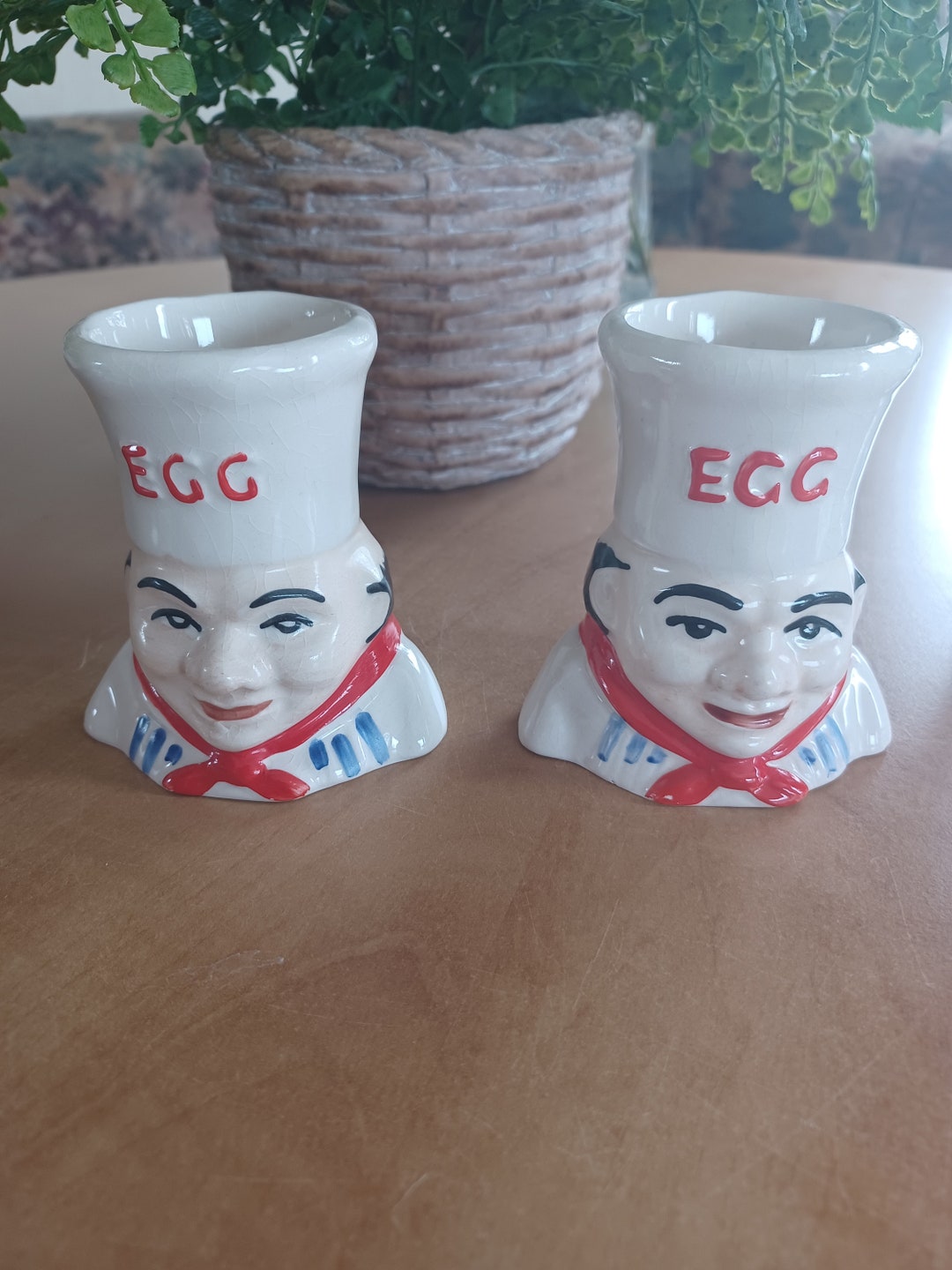 PEK Pair of Chef Egg Cups Etsy
