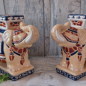 Handpainted vintage Elephant plant stands