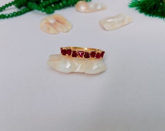 Sterling Silver 925 Natural Ruby Eternity Band Ring - US 7