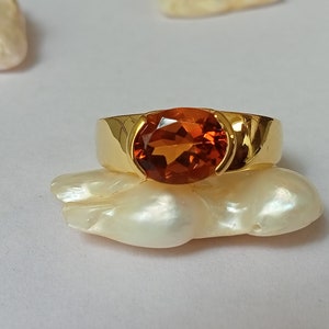 Sterlingzilver 925 natuurlijke citrienring, soloring, geboortesteenring, eenvoudige enkele stenen ring, sierlijke ring
