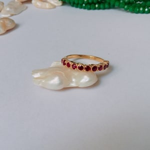 Sterling Silver Natural Ruby Half Eternity Band, Silver Band Ring, Dainty  Band Ring