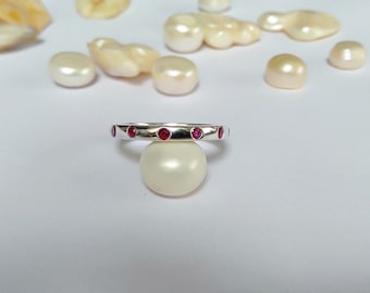 Sterling Silver Natural Ruby Eternity Band Ring - US Size 7