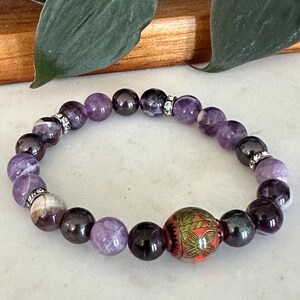 Purple Stone Stretch Beaded Bracelet